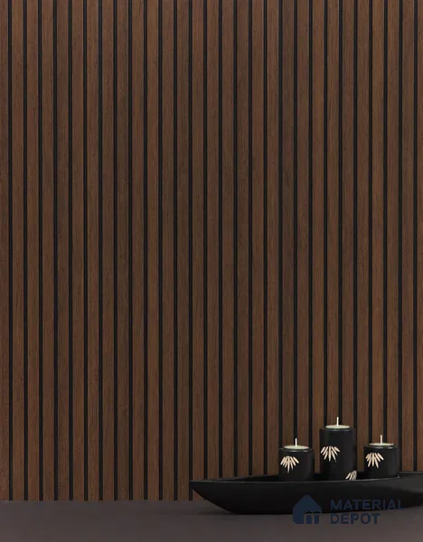 Brown Wooden Louver PN 01629 B 8 ft x 12 inch Charcoal Panel - 8 mm | Suitable for Feature Wall, TV Unit & Living Room | Width is Subjected to 5% Variation