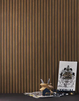 Light Brown Wooden Louver PN 01629 E 8 ft x 12 inch Charcoal Panel - 8 mm | Suitable for Feature Wall, TV Unit & Living Room | Width is Subjected to 5% Variation