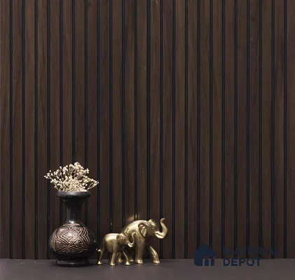 Wenge Wooden Louver PN 01629 G 8 ft x 12 inch Charcoal Panel - 8 mm | Suitable for Feature Wall, TV Unit & Living Room | Width is Subjected to 5% Variation
