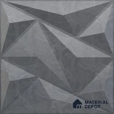 Grey Alps PVC Matte Finish 3D Wall Panel | 20 in x 20 in | Gray Marble - 15 mm | Suitable for Dining, Feature Wall & TV Unit | Width is Subjected to 5% Variation