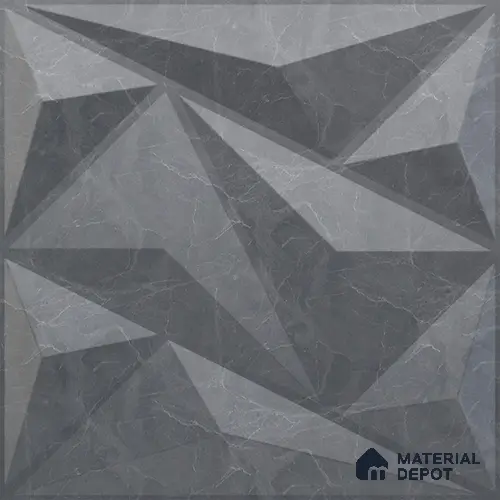 Grey Alps PVC Matte Finish 3D Wall Panel | 20 in x 20 in | Gray Marble - 15 mm | Suitable for Dining, Feature Wall & TV Unit | Width is Subjected to 5% Variation