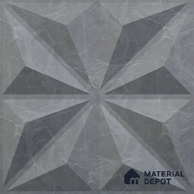 Grey Crystal PVC Matte Finish 3D Wall Panel | 20 in x 20 in | Gray Marble - 15 mm | Suitable for Dining, Feature Wall & TV Unit | Width is Subjected to 5% Variation