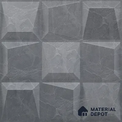 Grey Cubical PVC Matte Finish 3D Wall Panel | 20 in x 20 in | Gray Marble - 15 mm | Suitable for Dining, Feature Wall & TV Unit | Width is Subjected to 5% Variation
