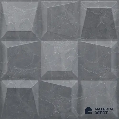 Grey Cubical PVC Matte Finish 3D Wall Panel | 20 in x 20 in | Gray Marble - 15 mm | Suitable for Dining, Feature Wall & TV Unit | Width is Subjected to 5% Variation