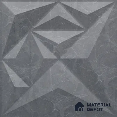 Grey Diamond PVC Matte Finish 3D Wall Panel | 20 in x 20 in | Gray Marble - 15 mm | Suitable for Dining, Feature Wall & TV Unit | Width is Subjected to 5% Variation