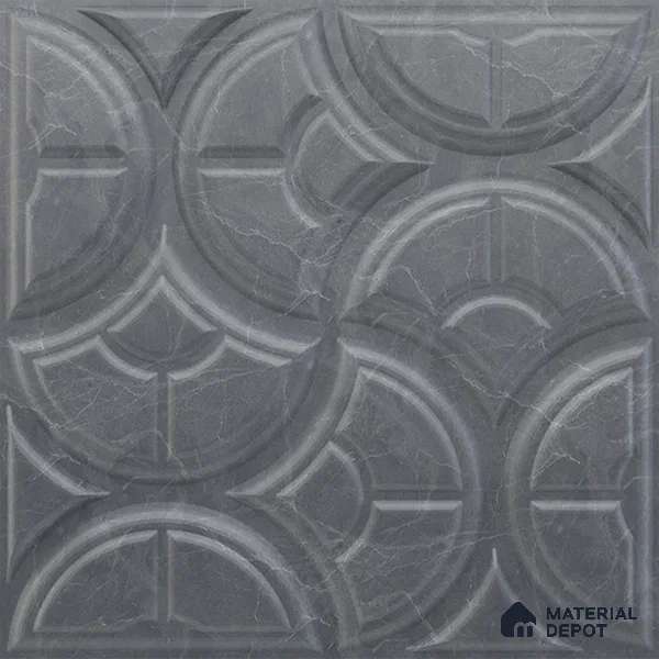 Grey Luna PVC Matte Finish 3D Wall Panel | 20 in x 20 in | Gray Marble - 15 mm | Suitable for Dining, Feature Wall & TV Unit | Width is Subjected to 5% Variation