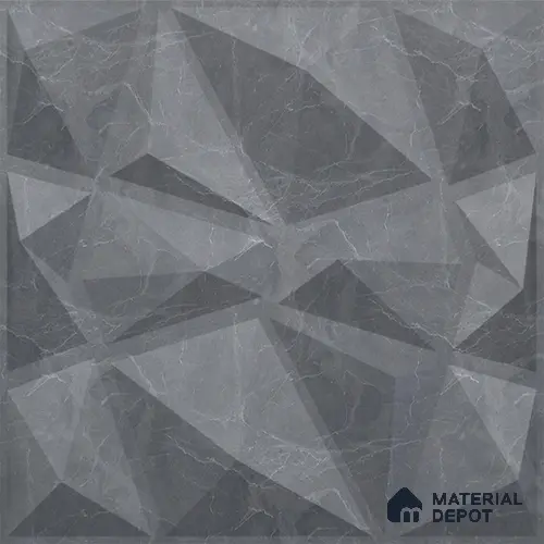 Grey Stone PVC Matte Finish 3D Wall Panel | 20 in x 20 in | Gray Marble - 15 mm | Suitable for Dining, Feature Wall & TV Unit | Width is Subjected to 5% Variation