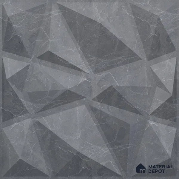 Grey Stone PVC Matte Finish 3D Wall Panel | 20 in x 20 in | Gray Marble - 15 mm | Suitable for Dining, Feature Wall & TV Unit | Width is Subjected to 5% Variation