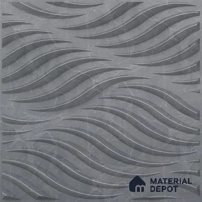 Grey Swirl PVC Matte Finish 3D Wall Panel | 20 in x 20 in | Gray Marble - 15 mm | Suitable for Dining, Feature Wall & TV Unit | Width is Subjected to 5% Variation