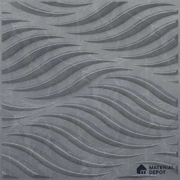 Grey Swirl PVC Matte Finish 3D Wall Panel | 20 in x 20 in | Gray Marble - 15 mm | Suitable for Dining, Feature Wall & TV Unit | Width is Subjected to 5% Variation
