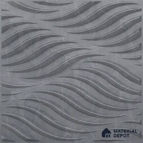 Grey Swirl PVC Matte Finish 3D Wall Panel | 20 in x 20 in | Gray Marble - 15 mm | Suitable for Dining, Feature Wall & TV Unit | Width is Subjected to 5% Variation