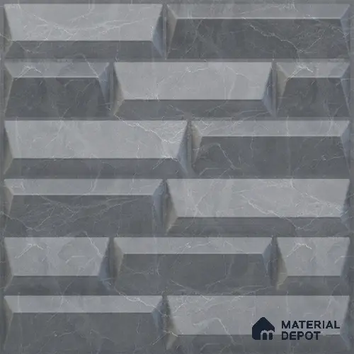 Grey Vault PVC Matte Finish 3D Wall Panel | 20 in x 20 in | Gray Marble - 15 mm | Suitable for Dining, Feature Wall & TV Unit | Width is Subjected to 5% Variation