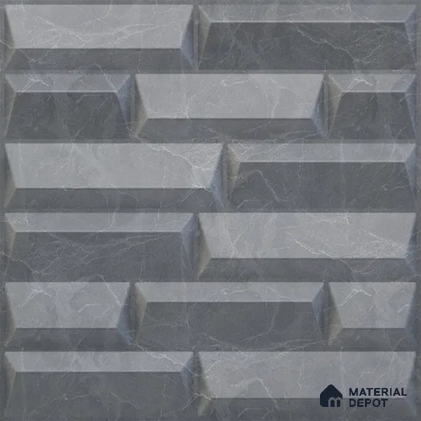 Grey Vault PVC Matte Finish 3D Wall Panel | 20 in x 20 in | Gray Marble - 15 mm | Suitable for Dining, Feature Wall & TV Unit | Width is Subjected to 5% Variation