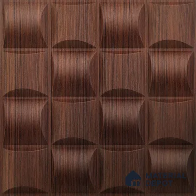 Brown Block PVC Matte Finish 3D Wall Panel | 20 in x 20 in | Walnut Wood - 15 mm | Suitable for Dining, Feature Wall & TV Unit | Width is Subjected to 5% Variation