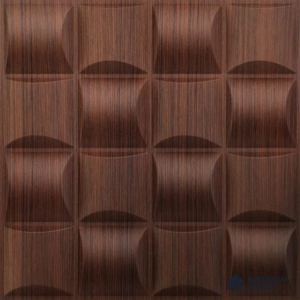 Brown Block PVC Matte Finish 3D Wall Panel | 20 in x 20 in | Walnut Wood - 15 mm | Suitable for Dining, Feature Wall & TV Unit | Width is Subjected to 5% Variation