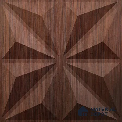 Brown Crystal PVC Matte Finish 3D Wall Panel | 20 in x 20 in | Walnut Wood - 15 mm | Suitable for Dining, Feature Wall & TV Unit | Width is Subjected to 5% Variation