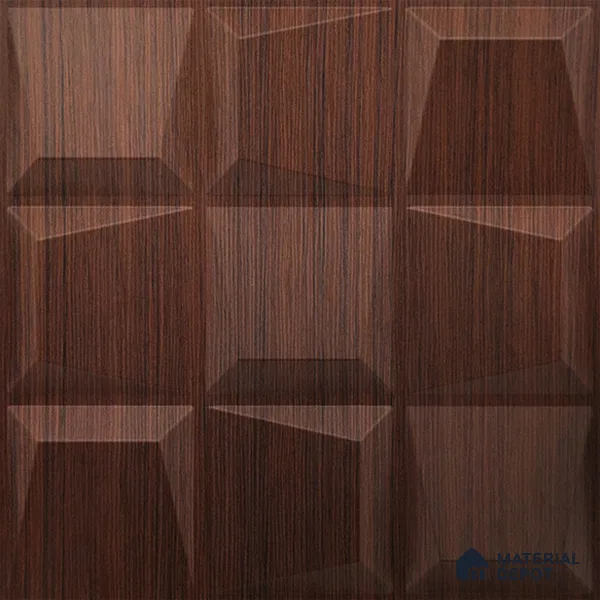 Brown Cubical PVC Matte Finish 3D Wall Panel | 20 in x 20 in | Walnut Wood - 15 mm | Suitable for Dining, Feature Wall & TV Unit | Width is Subjected to 5% Variation
