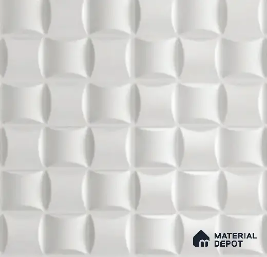 White Block PVC Matte Finish 3D Wall Panel | 20 in x 20 in | Block White - 15 mm | Suitable for Dining, Feature Wall & TV Unit | Width is Subjected to 5% Variation