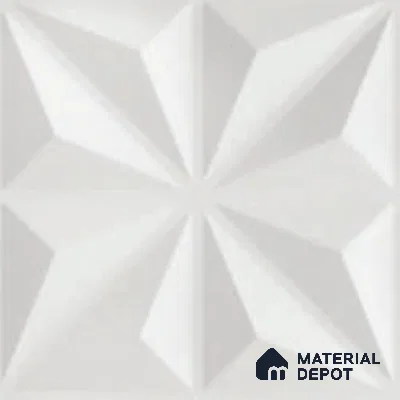 White Crystal PVC Matte Finish 3D Wall Panel | 20 in x 20 in | Crystal White - 15 mm | Suitable for Dining, Feature Wall & TV Unit | Width is Subjected to 5% Variation