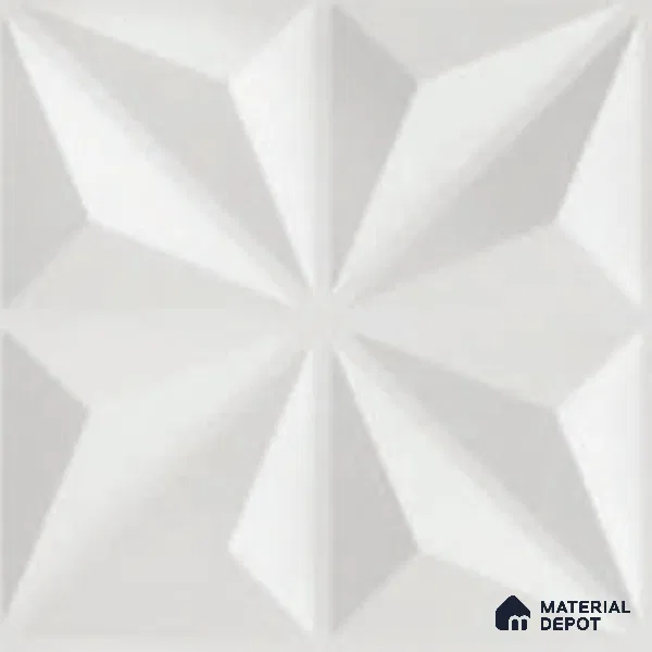 White Crystal PVC Matte Finish 3D Wall Panel | 20 in x 20 in | Crystal White - 15 mm | Suitable for Dining, Feature Wall & TV Unit | Width is Subjected to 5% Variation