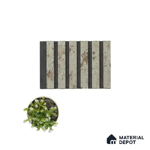 Grey Stone Louver PN 06191 8 ft x 4.9 inch Charcoal Panel - 12 mm | Suitable for Feature Wall, TV Unit & Living Room | Width is Subjected to 5% Variation