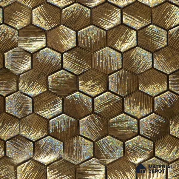 Gold Patterned Look Charcoal Decorative Wall Panel PN 04533 8 ft x 2 ft - 4 mm | Suitable for Feature Wall, TV Unit & Living Room | Width is Subjected to 5% Variation