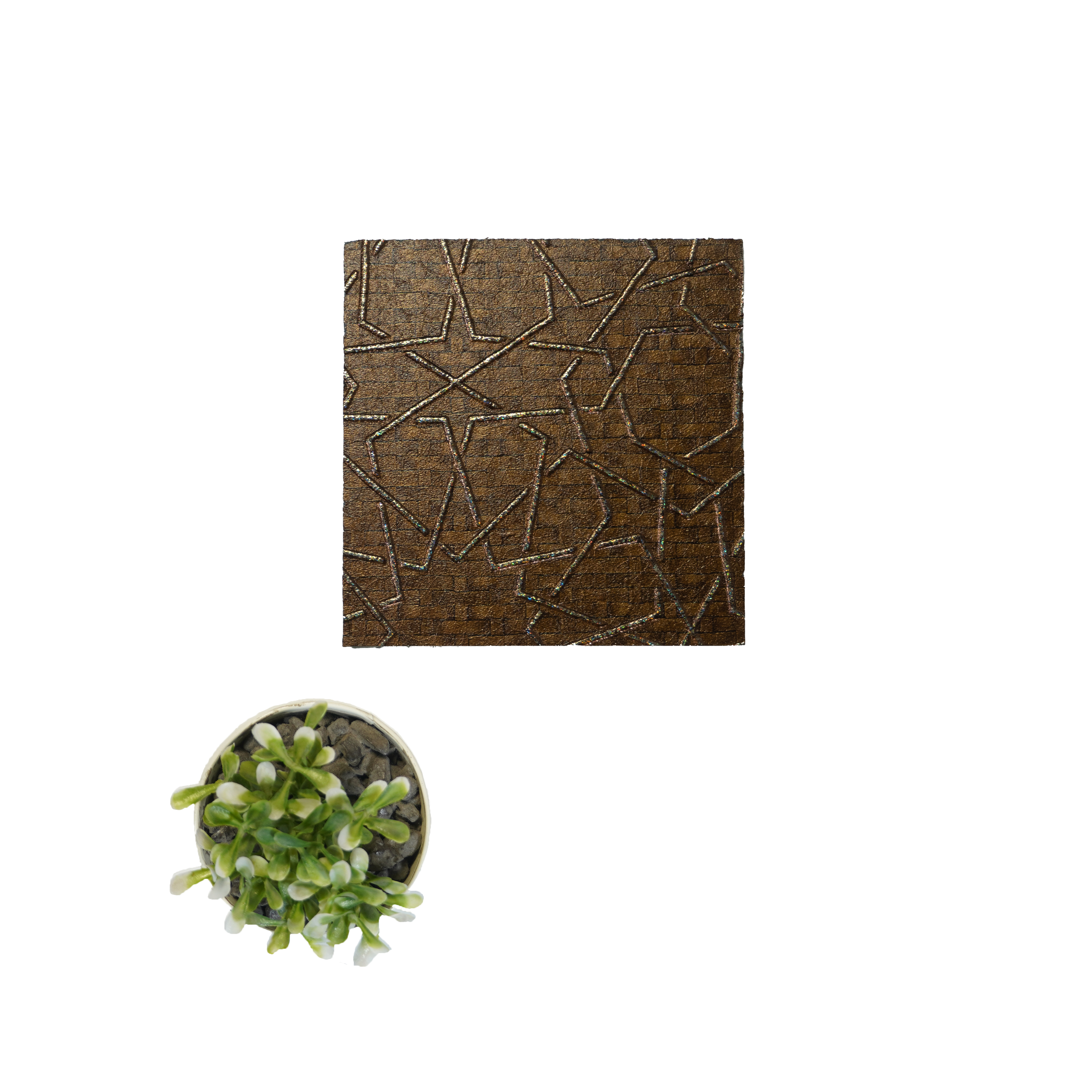 Gold Patterned Look Charcoal Decorative Wall Panel PN 04531 8 ft x 2 ft - 4 mm | Suitable for Feature Wall, TV Unit & Living Room | Width is Subjected to 5% Variation