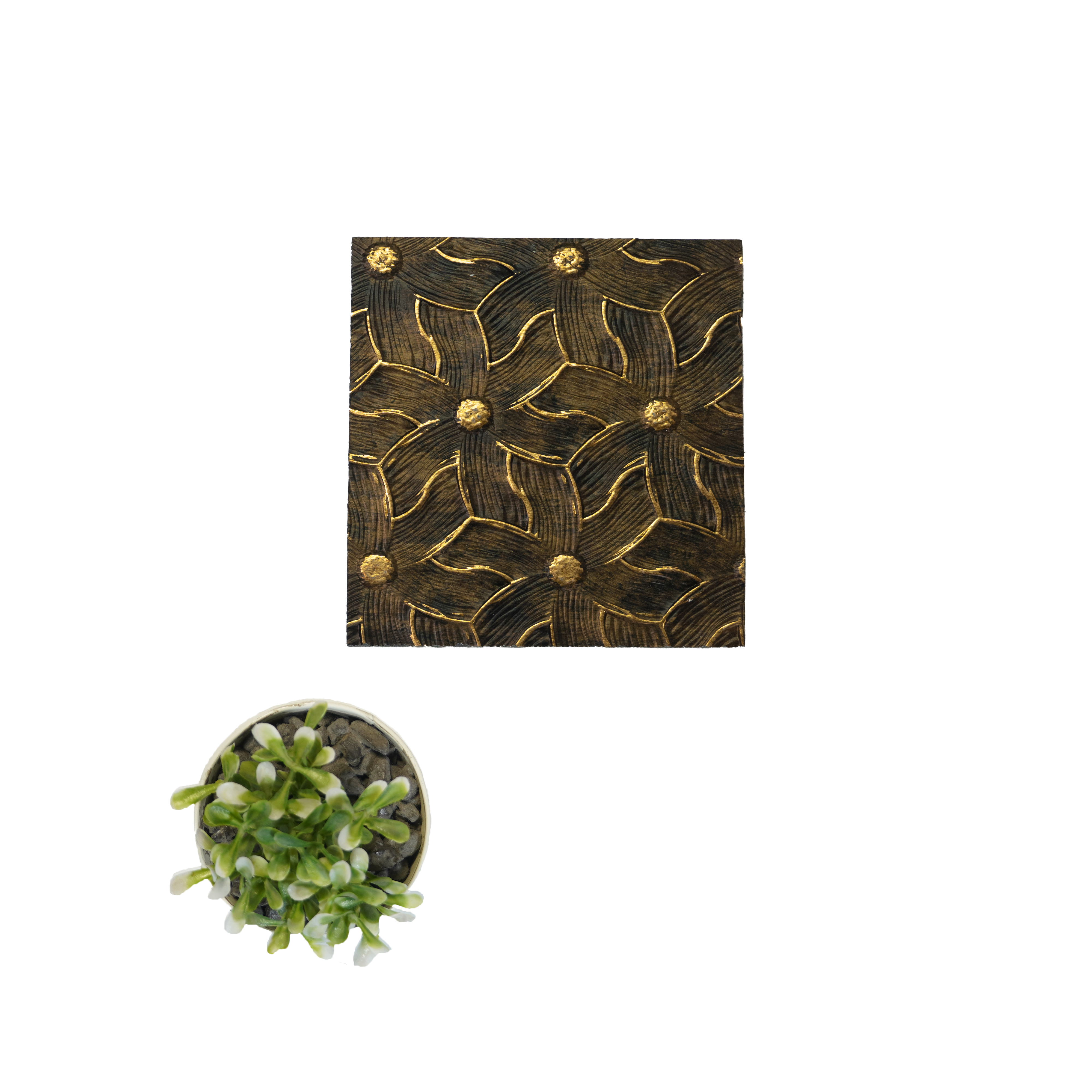 Gold Patterned Look Charcoal Decorative Wall Panel PN 04537 8 ft x 2 ft - 4 mm | Suitable for Feature Wall, TV Unit & Living Room | Width is Subjected to 5% Variation