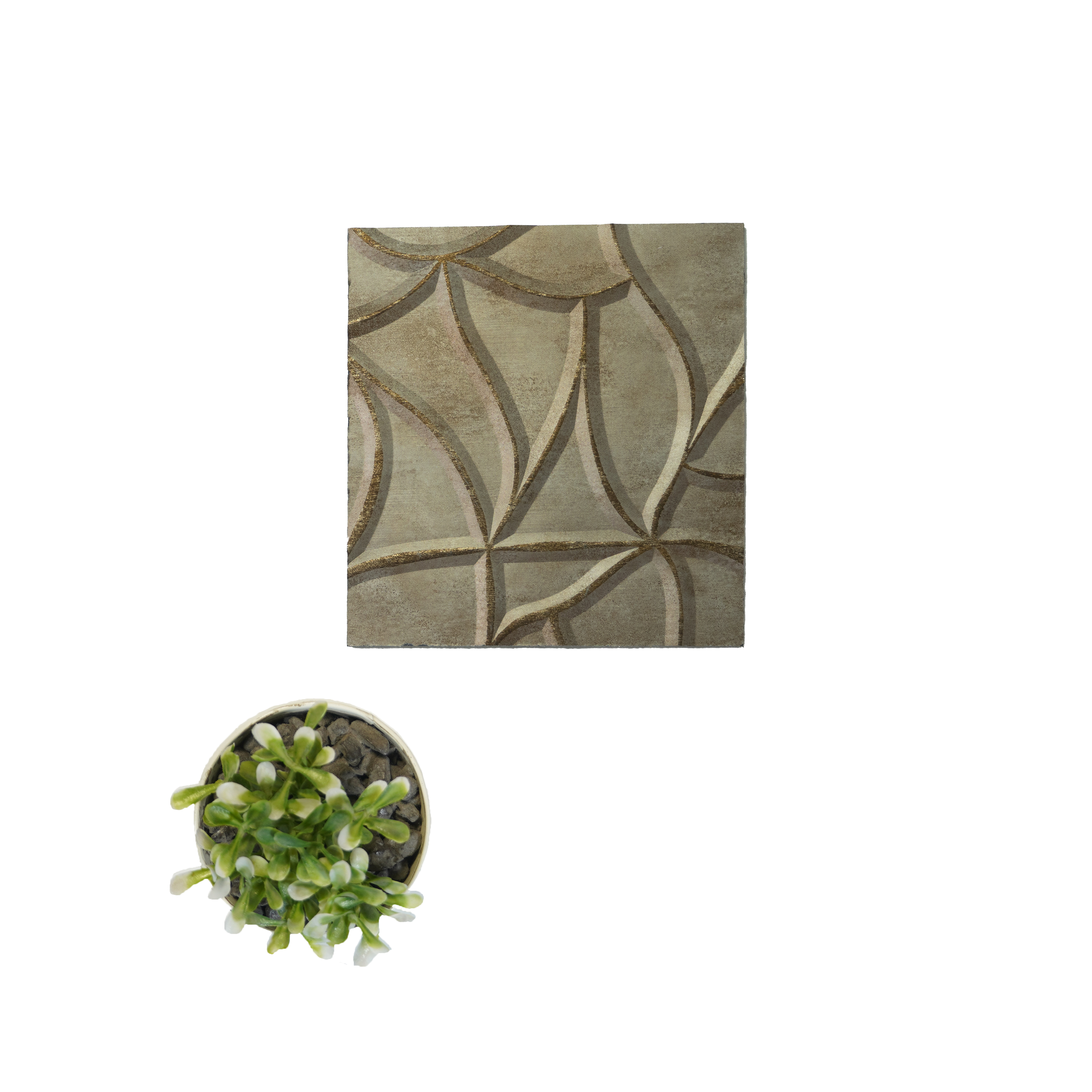 Cream Patterned Look Charcoal Decorative Wall Panel PN 04540 8 ft x 2 ft - 4 mm | Suitable for Feature Wall, TV Unit & Living Room | Width is Subjected to 5% Variation