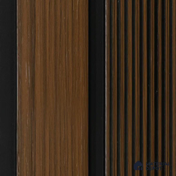 Brown Wooden Louver PN 04588 8 ft x 4.9 inch Charcoal Panel - 12 mm | Suitable for Feature Wall, TV Unit & Living Room | Width is Subjected to 5% Variation