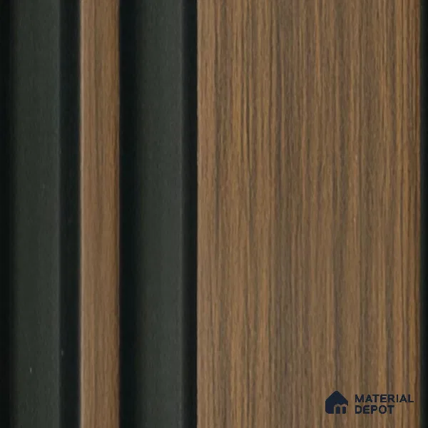 Brown Wooden Louver 1213 244 (Trend 1213) 8 ft x 4.9 inch Charcoal Panel - 12 mm | Suitable for Feature Wall, TV Unit & Living Room | Width is Subjected to 5% Variation