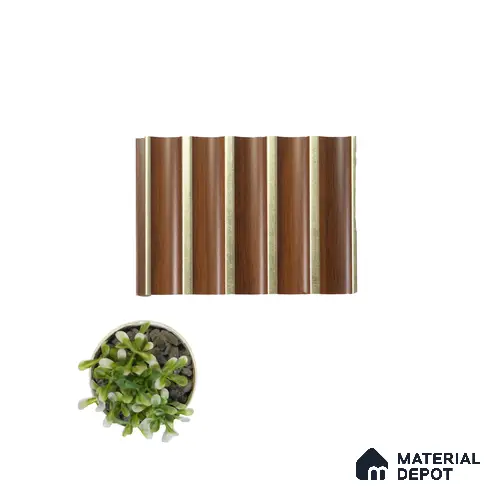 Brown Wooden Louver PN 06193 8 ft x 4.9 inch Charcoal Panel - 12 mm | Suitable for Feature Wall, TV Unit & Living Room | Width is Subjected to 5% Variation