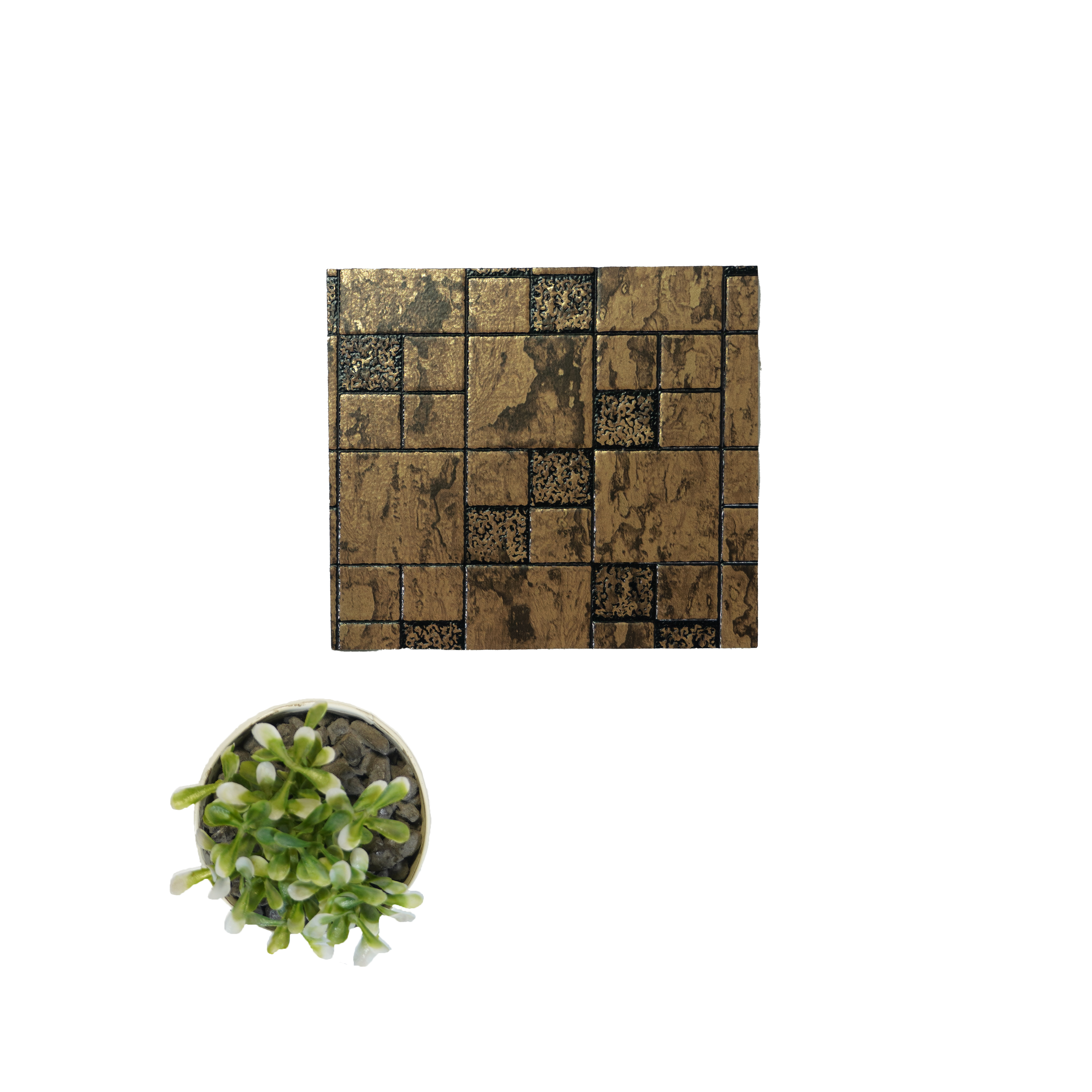 Brown Geometric Look Charcoal Decorative Wall Panel PN 04494 8 ft x 2 ft - 4 mm | Suitable for Feature Wall, TV Unit & Living Room | Width is Subjected to 5% Variation
