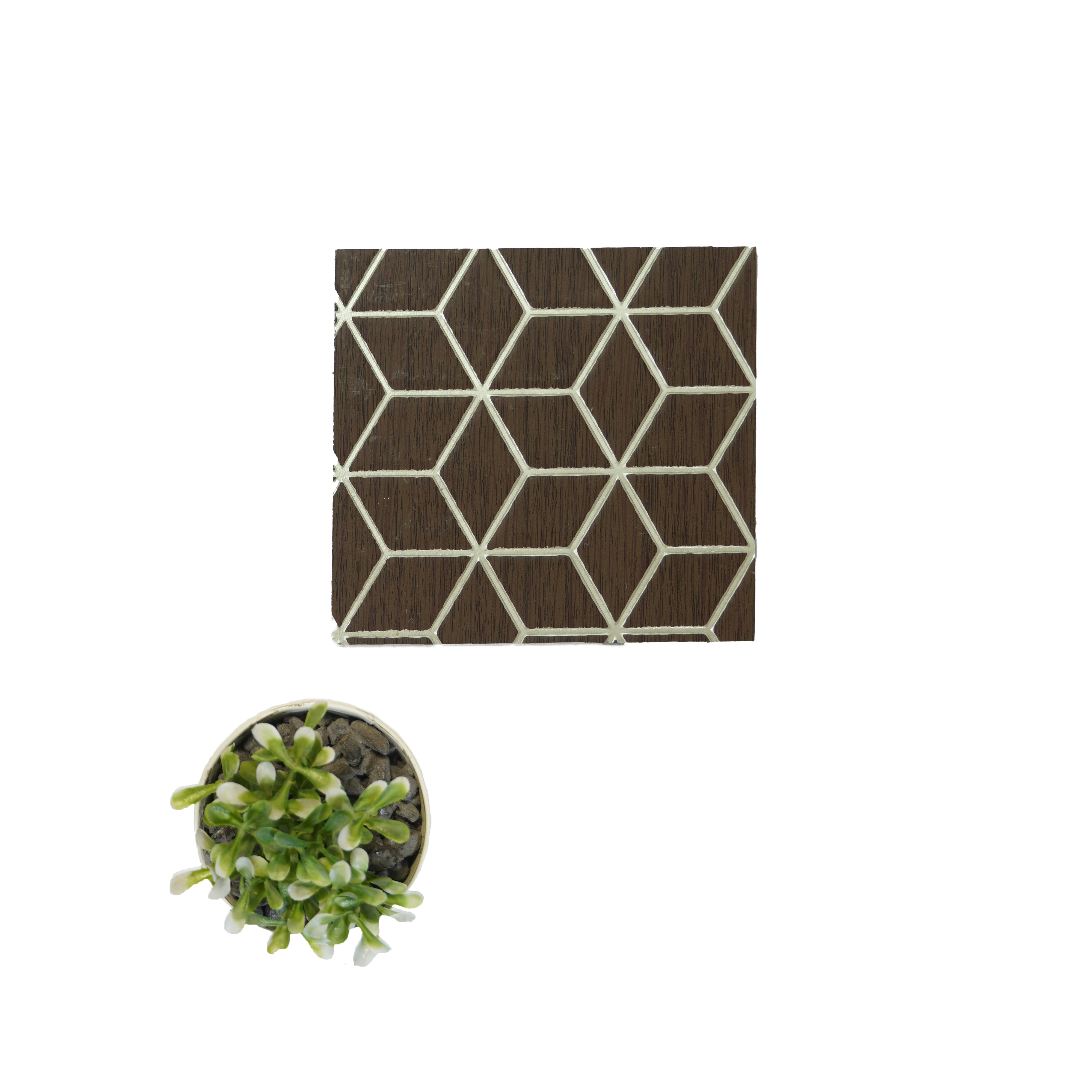 Brown Geometric Look Charcoal Decorative Wall Panel PN 04497 8 ft x 2 ft - 4 mm | Suitable for Feature Wall, TV Unit & Living Room | Width is Subjected to 5% Variation