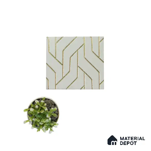 Cream Geometric Look Charcoal Decorative Wall Panel PN 04492 8 ft x 2 ft - 4 mm | Suitable for Feature Wall, TV Unit & Living Room | Width is Subjected to 5% Variation