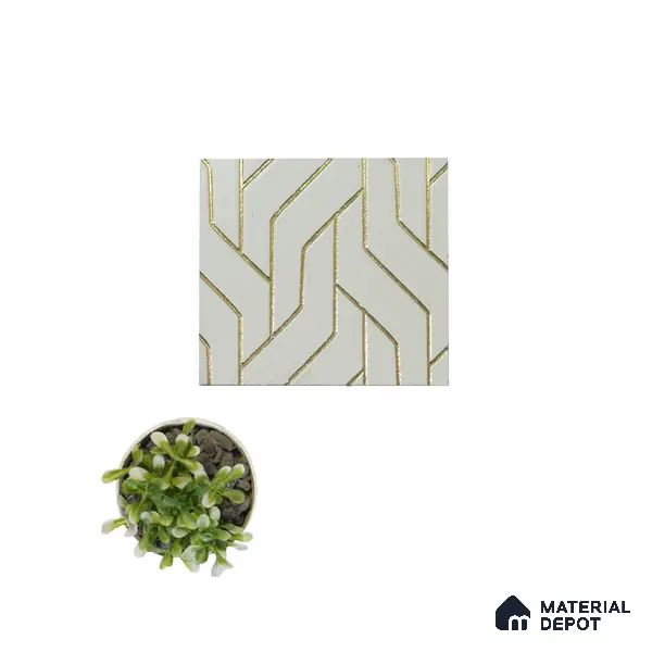 Cream Geometric Look Charcoal Decorative Wall Panel PN 04492 8 ft x 2 ft - 4 mm | Suitable for Feature Wall, TV Unit & Living Room | Width is Subjected to 5% Variation