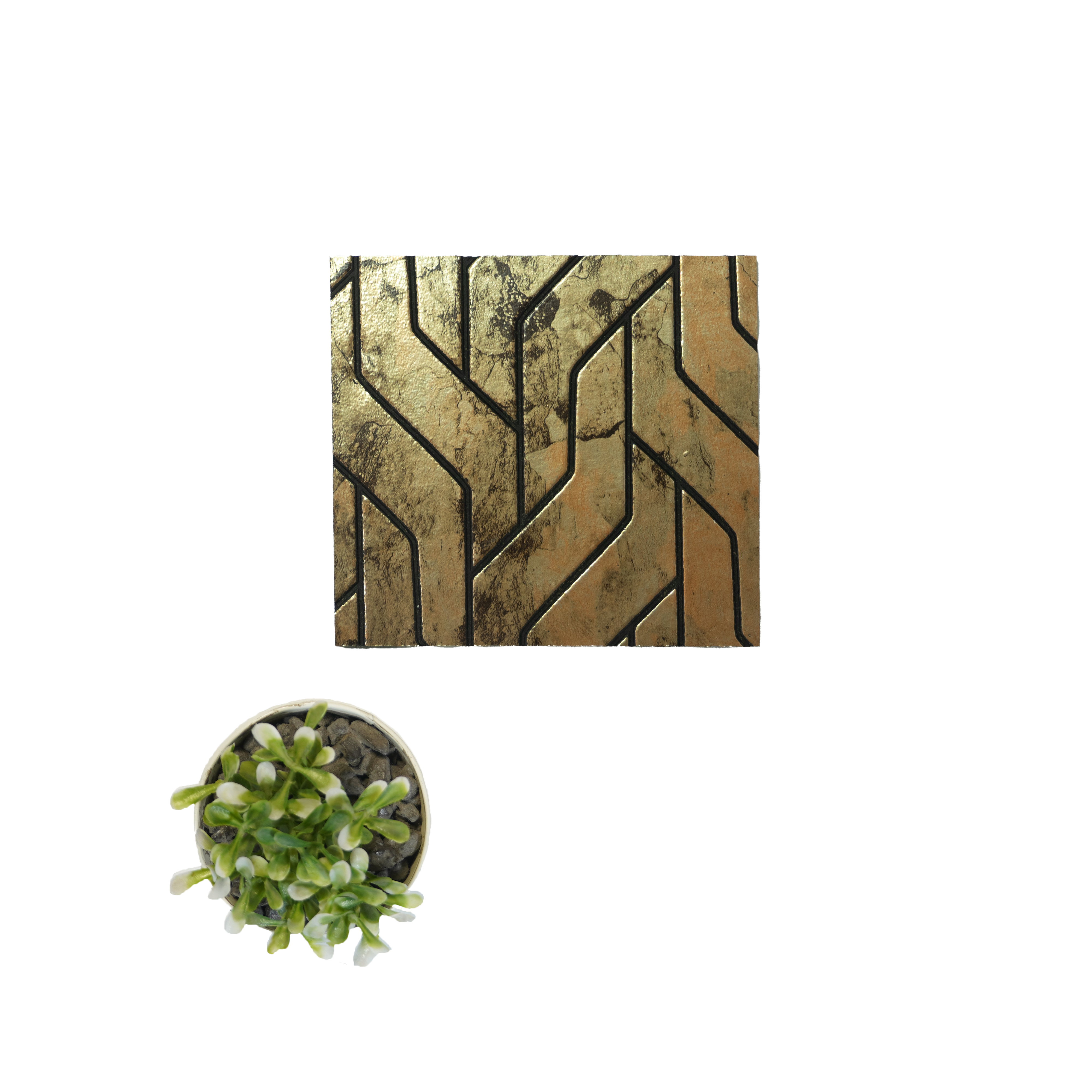 Brown Geometric Look Charcoal Decorative Wall Panel PN 04493 8 ft x 2 ft - 4 mm | Suitable for Feature Wall, TV Unit & Living Room | Width is Subjected to 5% Variation