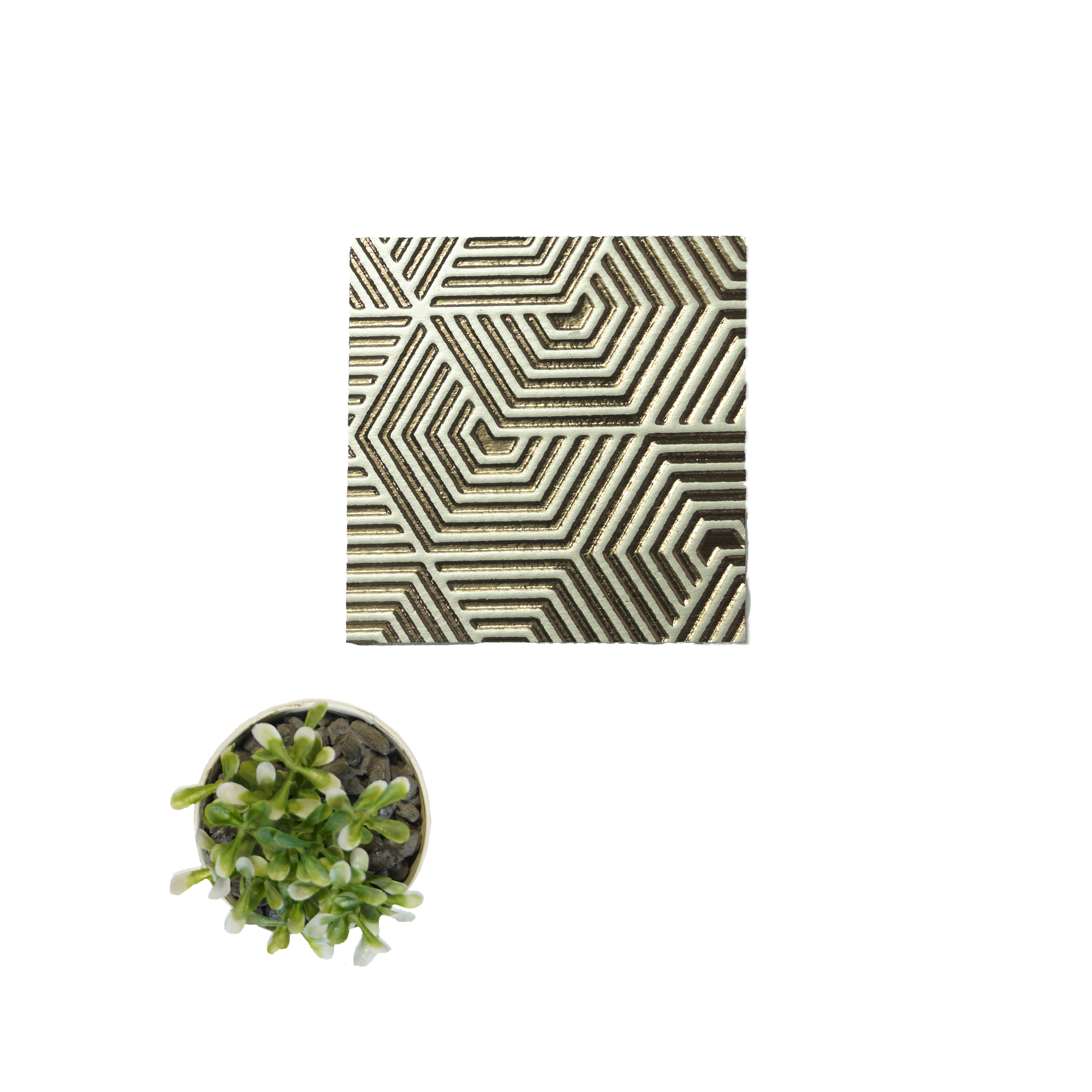 Cream Geometric Look Charcoal Decorative Wall Panel PN 04504 8 ft x 2 ft - 4 mm | Suitable for Feature Wall, TV Unit & Living Room | Width is Subjected to 5% Variation