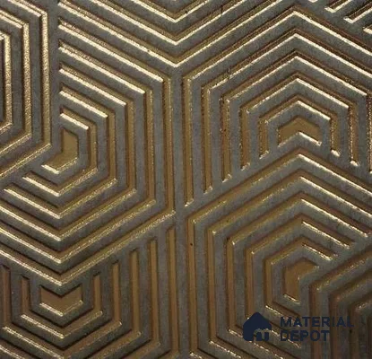 Gold Geometric Look Charcoal Decorative Wall Panel 1245 8 ft x 2 ft - 4 mm | Suitable for Feature Wall, TV Unit & Living Room | Width is Subjected to 5% Variation