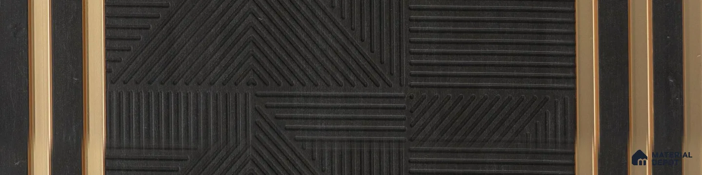 Black Patterned Look Charcoal Decorative Wall Panel PN 04483 8 ft x 1 ft - 4 mm | Suitable for Feature Wall, TV Unit & Living Room | Width is Subjected to 5% Variation