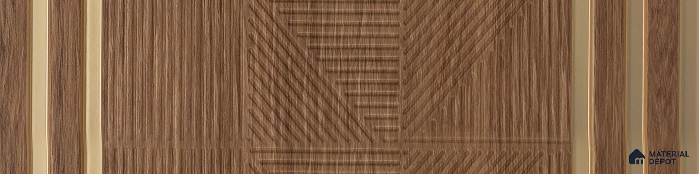 Brown Patterned Look Charcoal Decorative Wall Panel PN 04484 8 ft x 1 ft - 4 mm | Suitable for Feature Wall, TV Unit & Living Room | Width is Subjected to 5% Variation