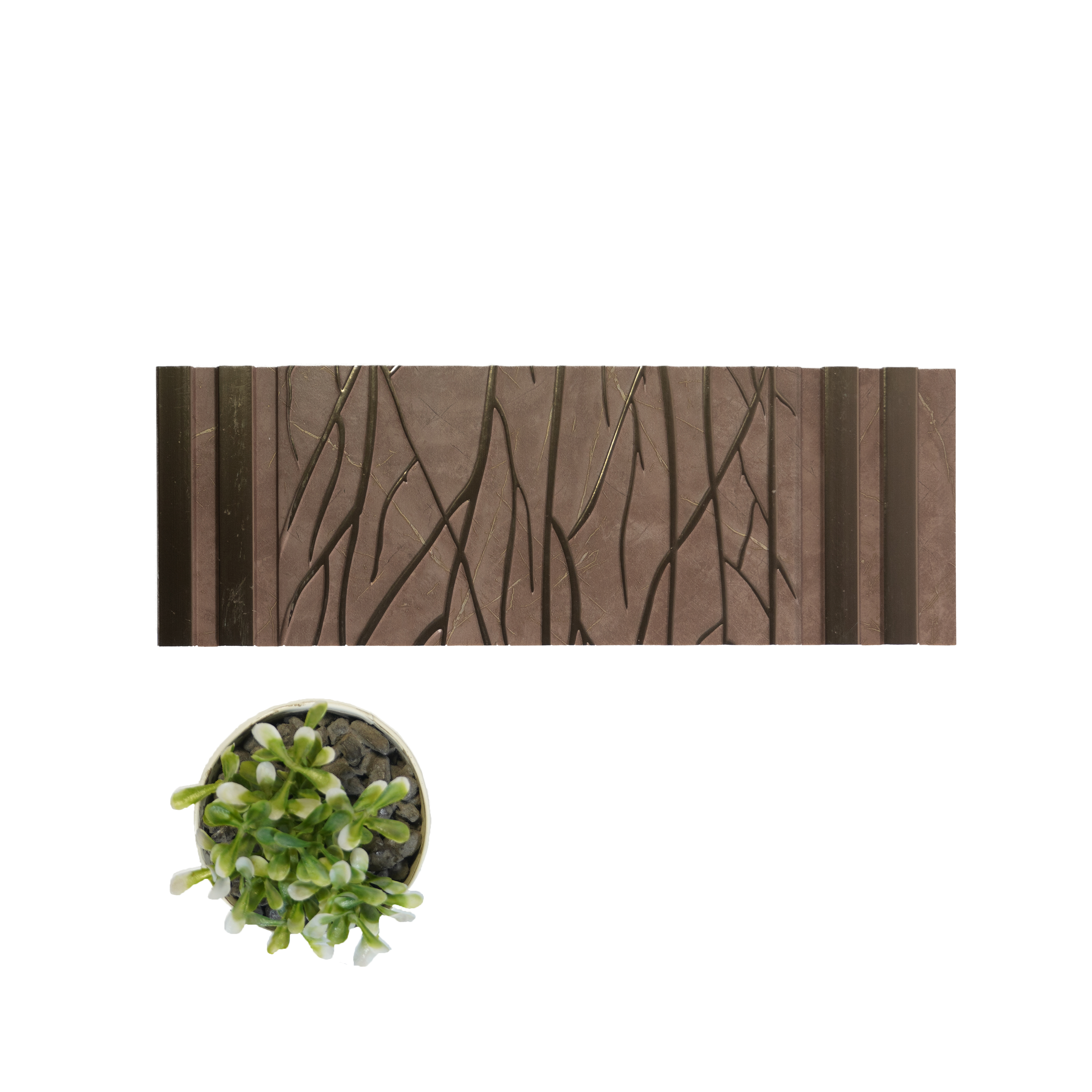 Brown Patterned Look Charcoal Decorative Wall Panel PN 04486 8 ft x 1 ft - 4 mm | Suitable for Feature Wall, TV Unit & Living Room | Width is Subjected to 5% Variation