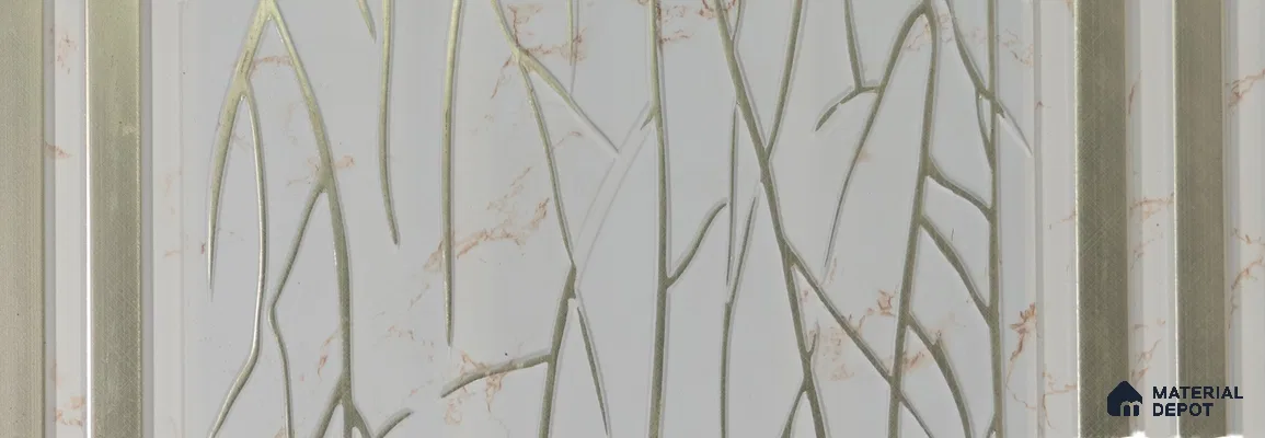 Silver Patterned Look Charcoal Decorative Wall Panel PN 04487 8 ft x 1 ft - 4 mm | Suitable for Feature Wall, TV Unit & Living Room | Width is Subjected to 5% Variation
