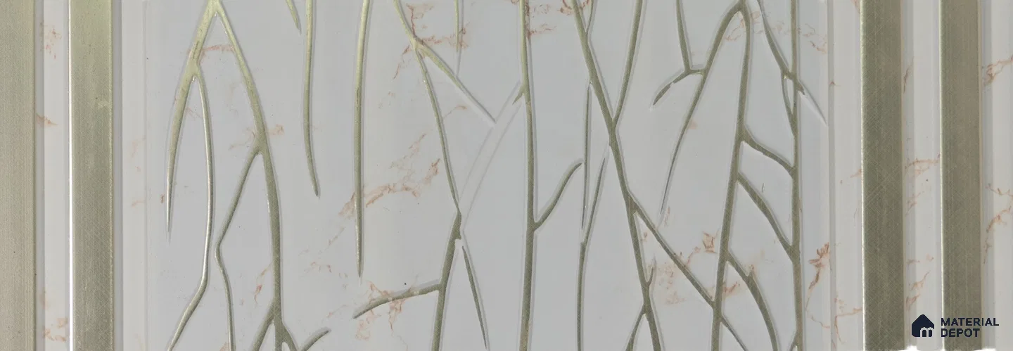 Silver Patterned Look Charcoal Decorative Wall Panel PN 04487 8 ft x 1 ft - 4 mm | Suitable for Feature Wall, TV Unit & Living Room | Width is Subjected to 5% Variation
