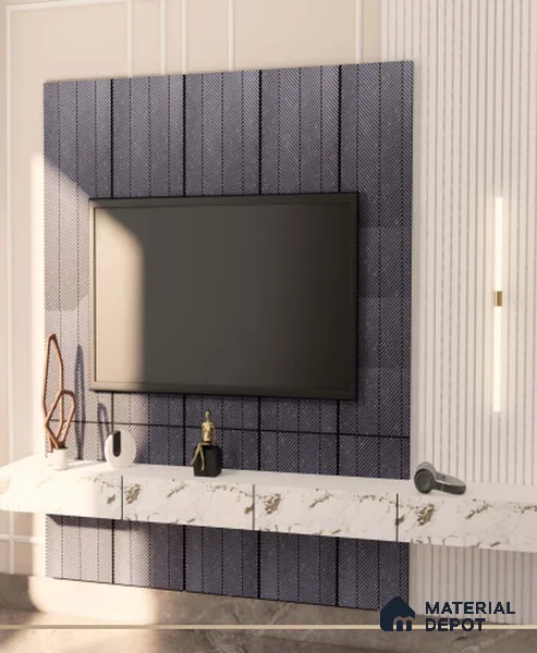 Grey Patterned Look Decorative Wall Panel PN 01998 8 ft x 1 ft - 1 mm | Suitable for Feature Wall, TV Unit & Living Room | Width is Subjected to 5% Variation