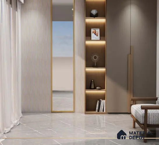 White Patterned Look Decorative Wall Panel PN 02005 8 ft x 1 ft - 1 mm | Suitable for Feature Wall, TV Unit & Living Room | Width is Subjected to 5% Variation