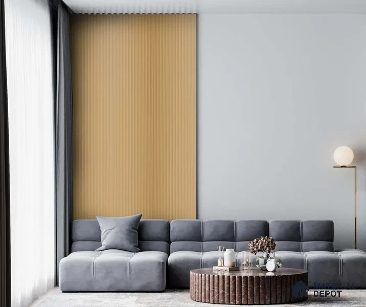 Light Sand Beige Fluted Solid Color 1308 FT 8 ft x 4 ft Texture Finish Decorative Laminate - 1 mm | Suitable for TV Unit,Wardrobe, Kitchen Cabinets