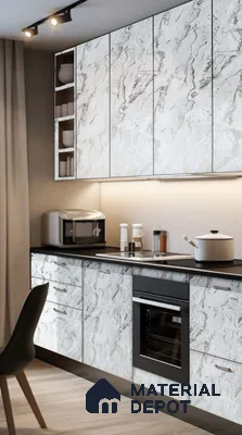 White Marble Look LM 20792 8 ft x 4 ft Texture Finish PVC Laminate - 1.2 mm | Suitable for TV Unit, Wardrobe, Kitchen Cabinets