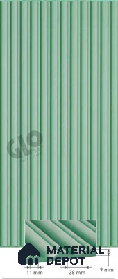 Green Plain Colour Louver PN 02557 8 ft x 4 ft HDHMR Panel - 17 mm | Suitable for Feature Wall, TV Unit & Living Room | Width is Subjected to 5% Variation