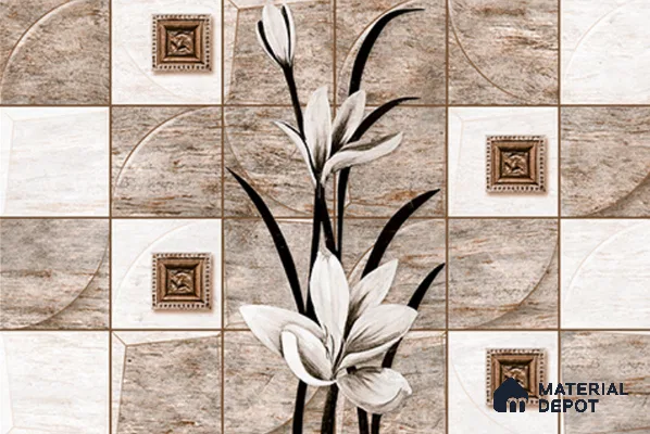 TL 03712 D Highlighter 1 Light Brown & White 18 x 12 inch Glossy Finish Ceramic Wall Tile - 7 mm